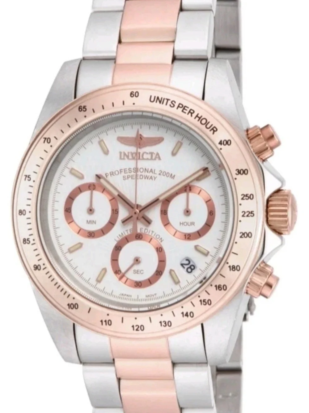 Invicta Speedway ILE6932A Men's Chronograph 39mm Watch Rose Gold White NIB